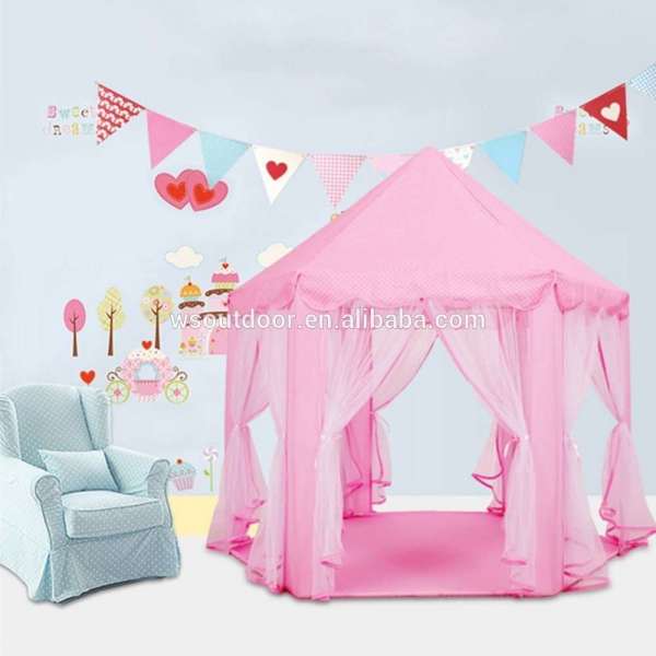 Indoor and Outdoor Kids Play House Pink Hexagon Princess Castle Kids Play Tent Child Play Tent